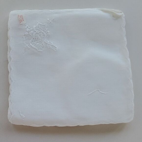 NWT EMBROIDERED LINEN COCKTAIL NAPKINS WINE STEM SLIPPER COVERS VINTAGE WHITE - Picture 2 of 3